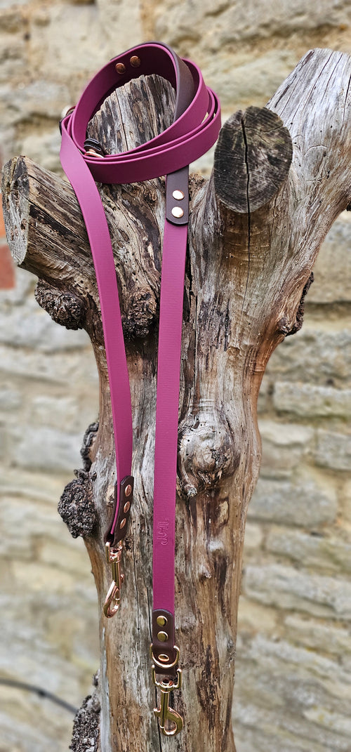Burgundy Waterproof Hands-Free Dog Training Lead – 8ft
